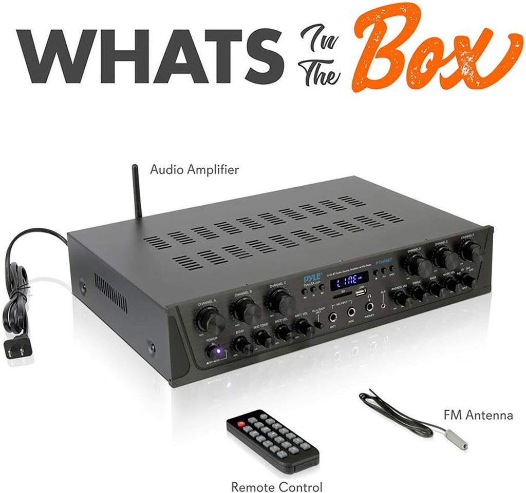 6 Channel 600 Watt Wireless Bluetooth Stereo Receiver Amplifier R744