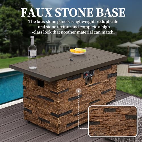 Propane Fire Pit Table with Glass Wind Guard and Lid Z2133
