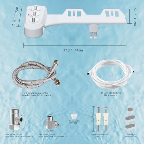 Black Non-Electric Mechanical Bidet Toilet Seat Attachment with Dual Nozzle J925923