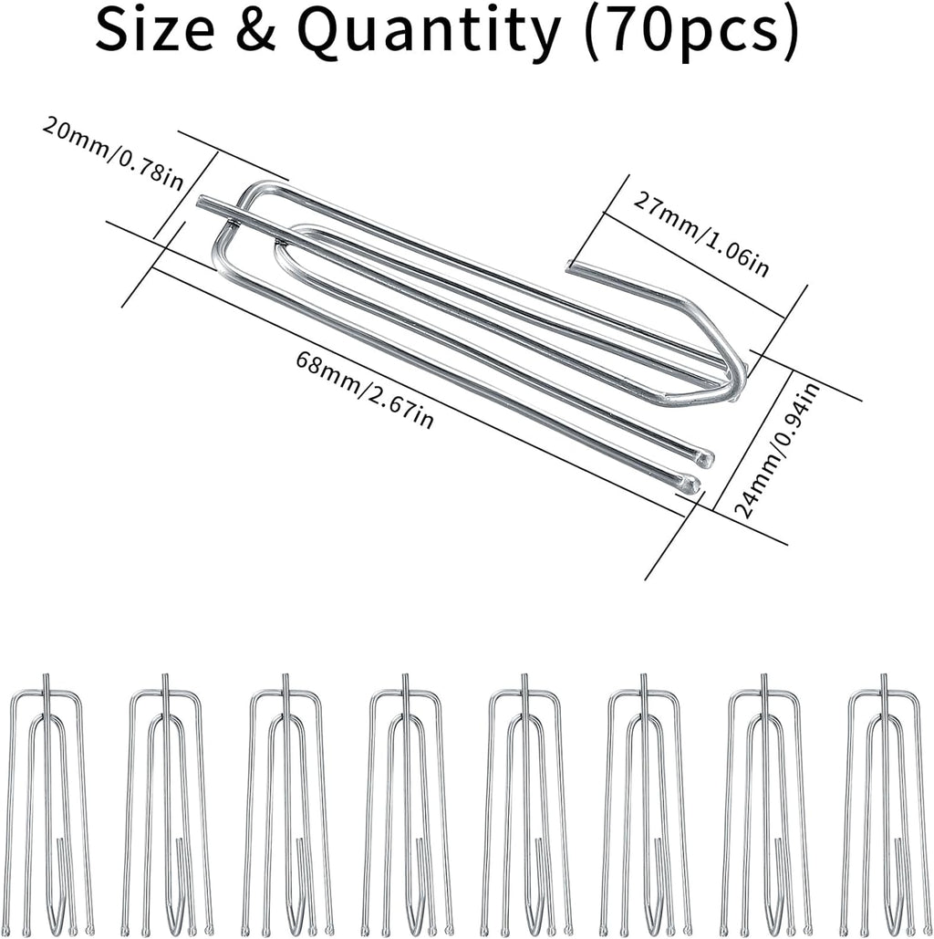 70pcs Stainless Steel Pinch Pleat Curtain Hooks M558