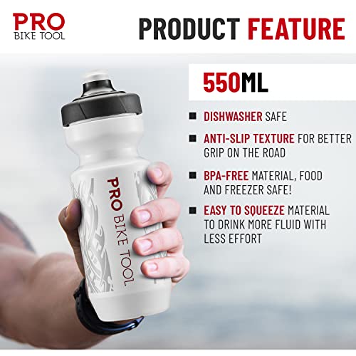 Bike Water Bottle 550 ml 19 oz Soft Silicone Mouthpiece Fast Flow Valve G162320