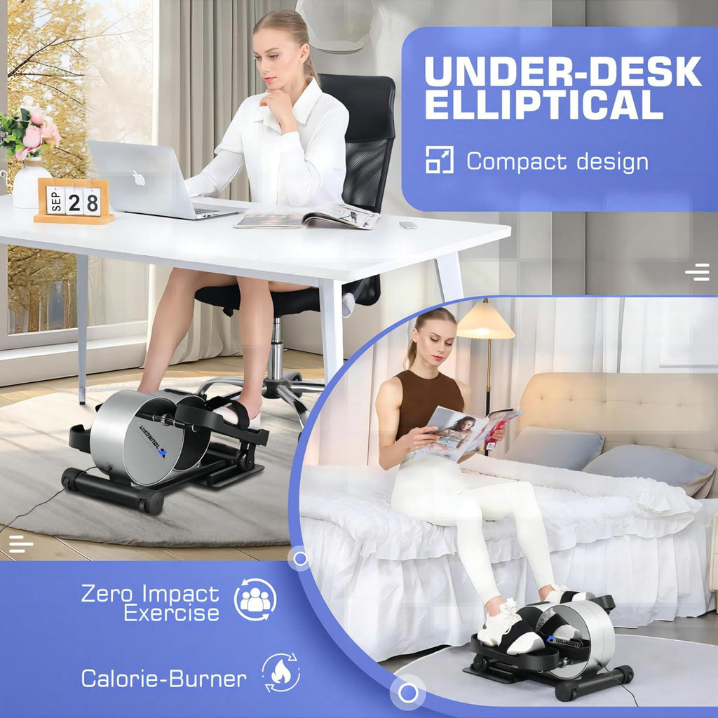 Under Desk Elliptical, Electric Seated Foot Pedal Exerciser with LCD Display Monitor, Remote Control P34606
