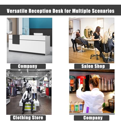 U-Shaped Wooden Reception Desk with Lockable Drawer S4397