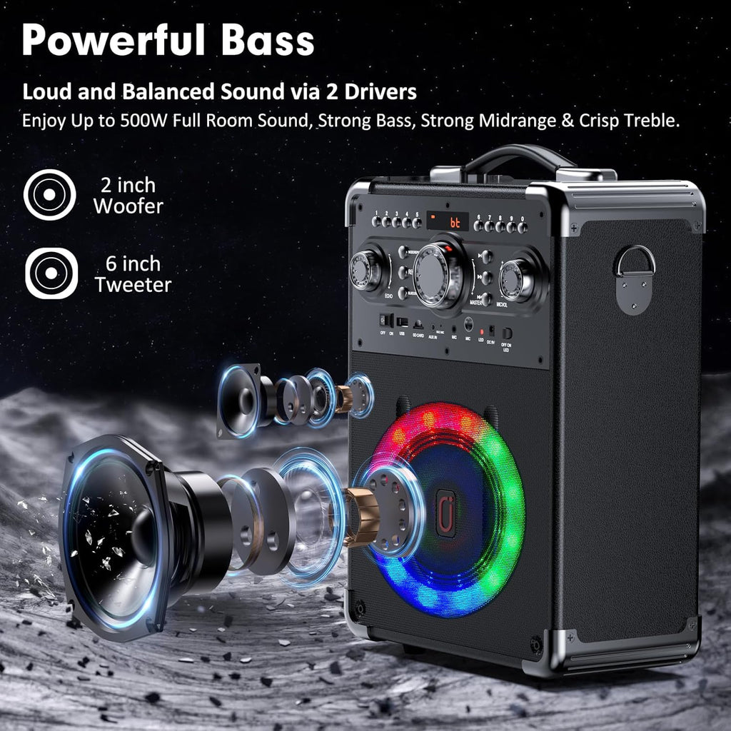 Bluetooth Karaoke Machine with 3 Wireless Microphones and Disco Lights V436