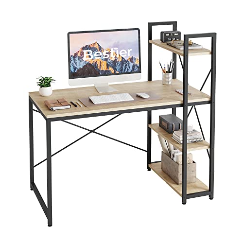 47 Inch Grained Black Computer Desk with Shelves U560252