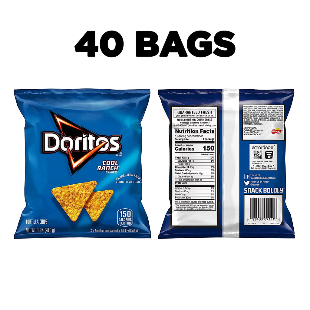 40 Count 1 oz Cool Ranch Tortilla Chips Multipack K4198