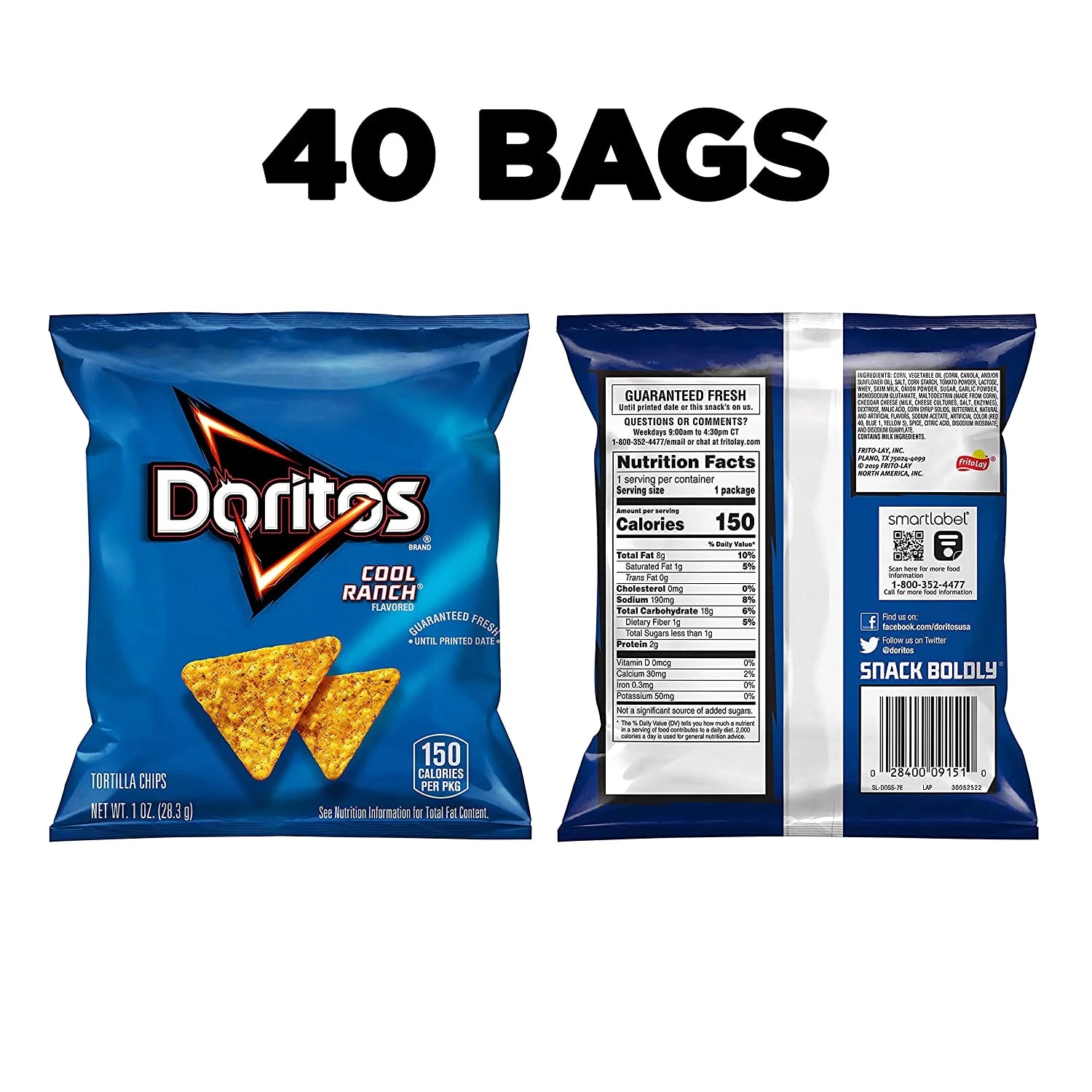 40 Count 1 oz Cool Ranch Tortilla Chips Multipack K4198
