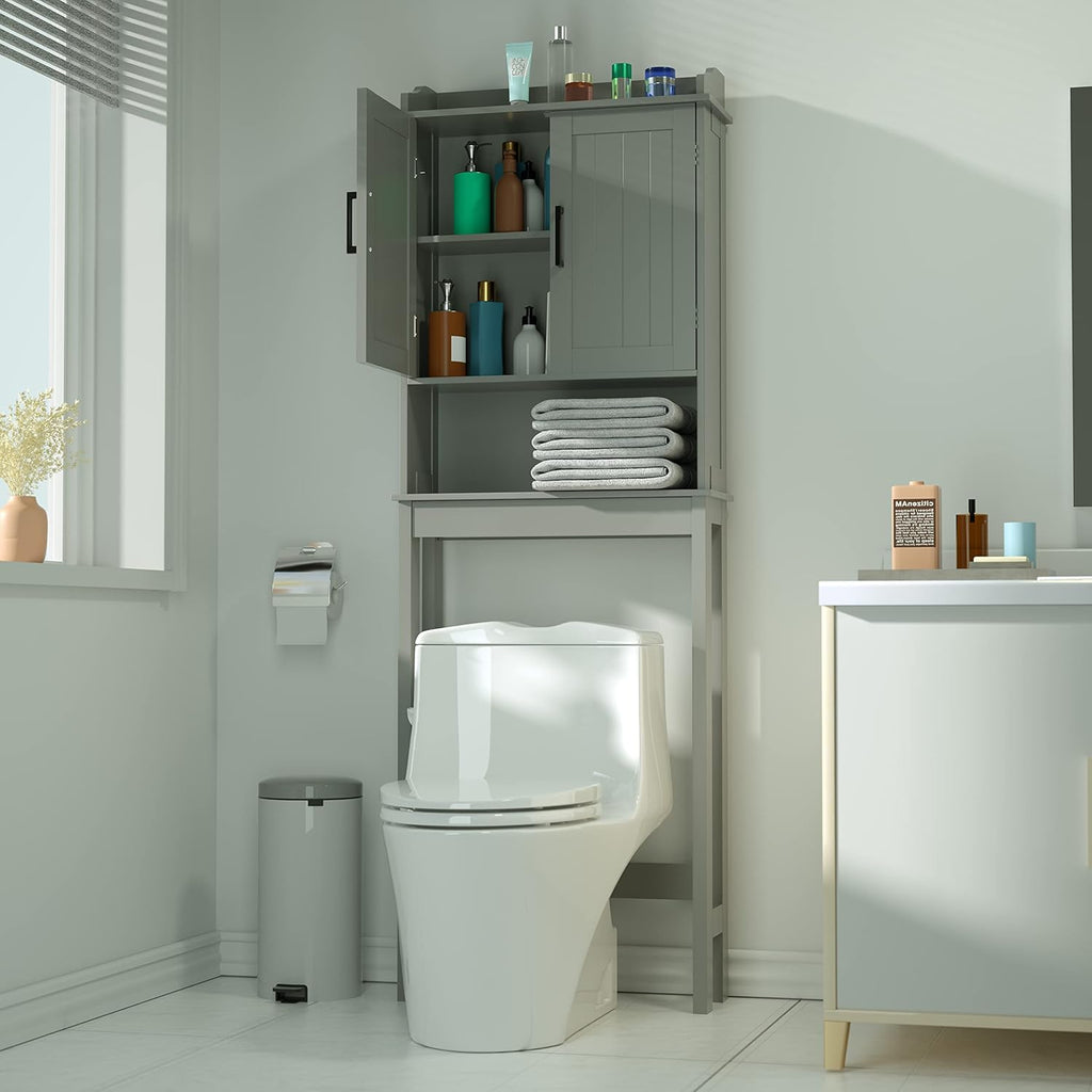 Grey Over The Toilet Storage Cabinet with Adjustable Shelf D8160