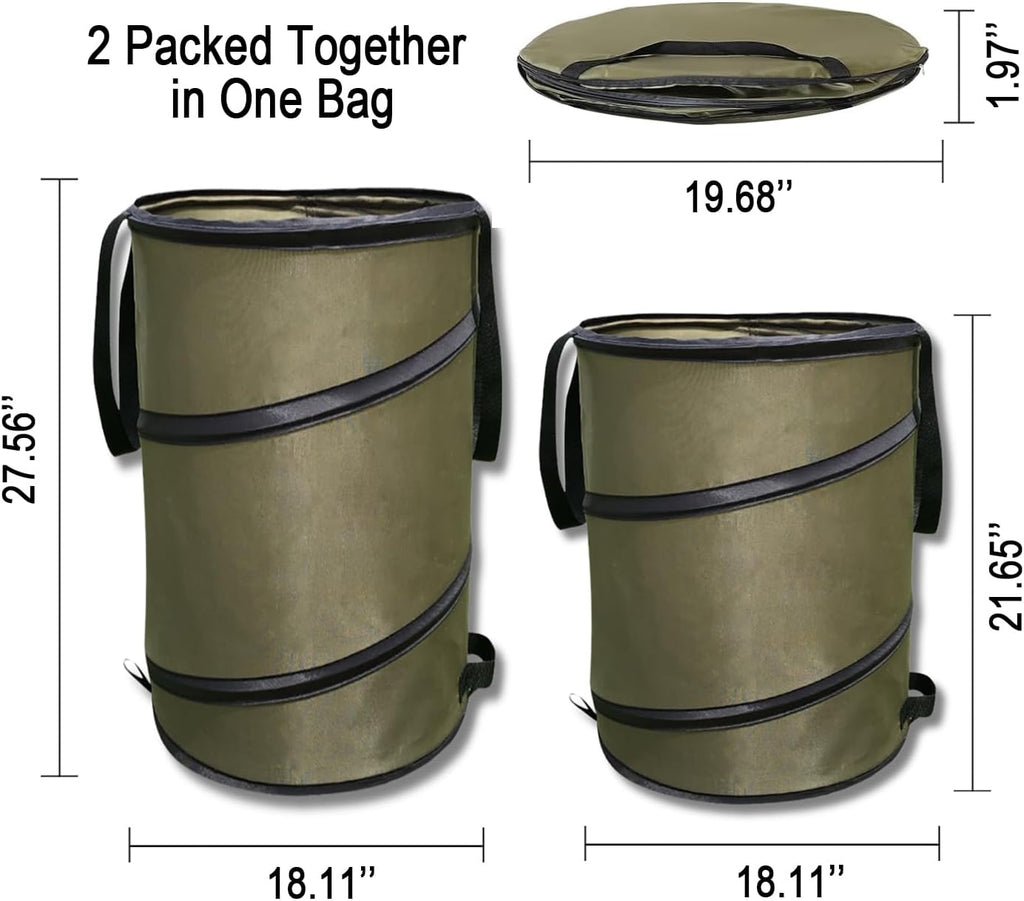 2 Pack 24 Gallon 30 Gallon Pop-Up Reusable Yard Waste Bags D2186