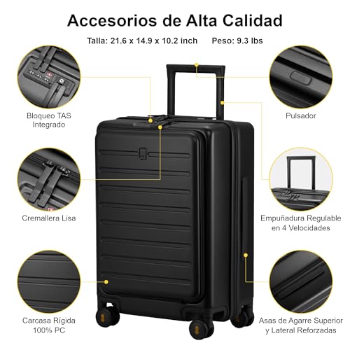 20 Inch Lightweight Hard Shell Carry On Luggage with Wheels - Black E989