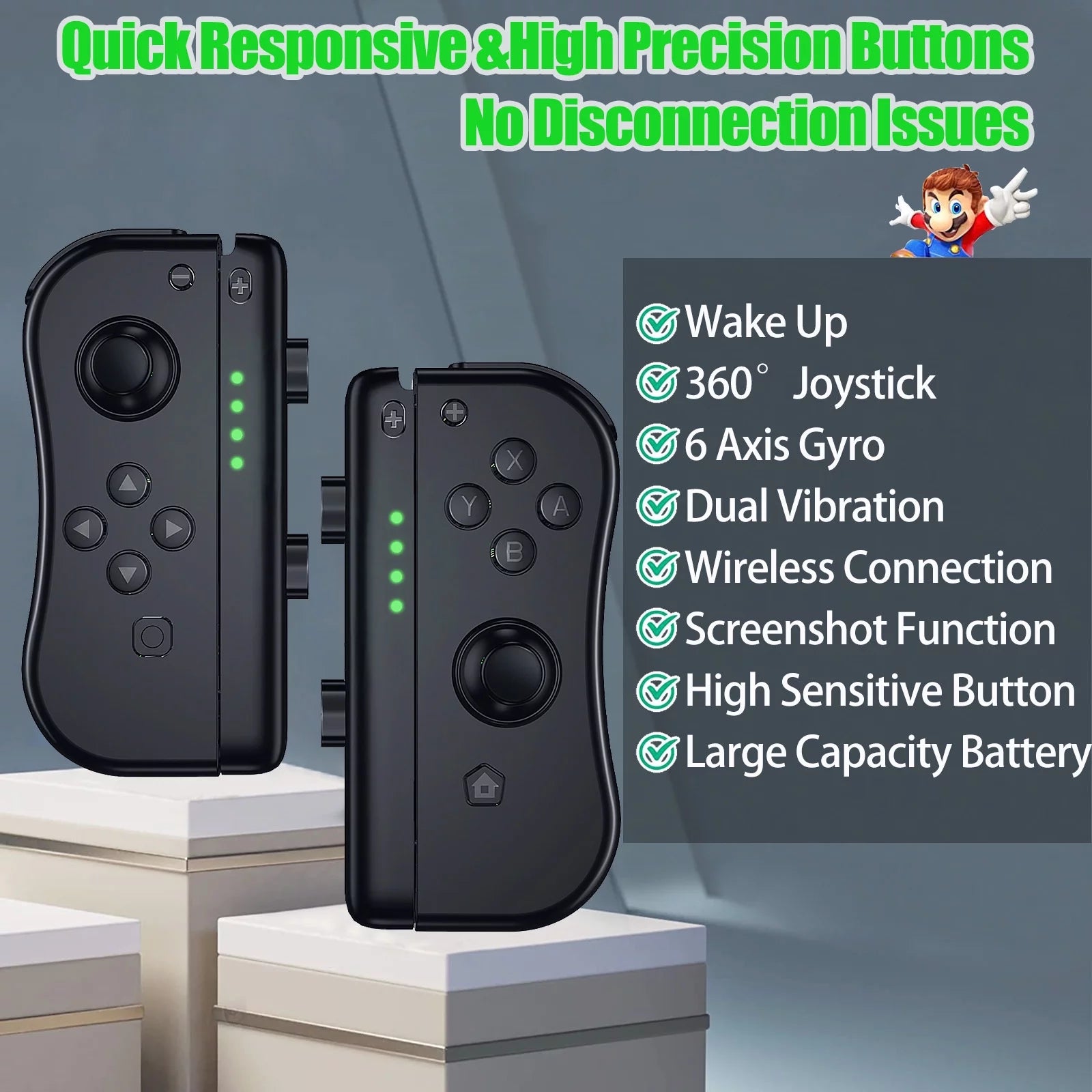 Black Wireless Joypad Controllers for Nintendo Switch U664