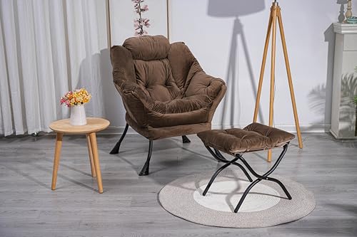 Blue Upholstered Lounge Chair with Ottoman G2405