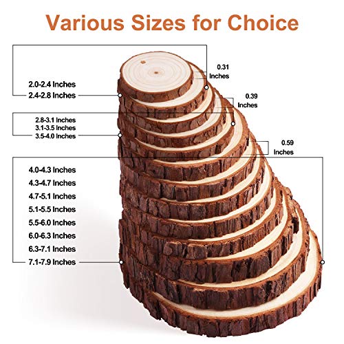 30 Pcs 2.4-2.8 Inches Natural Wood Slices G897