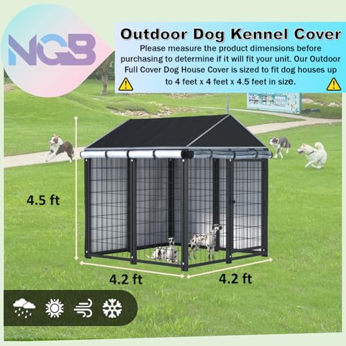 600d Heavy Duty Waterproof Black Dog Kennel Cover 4'Dx4'Wx4.5'H D78312