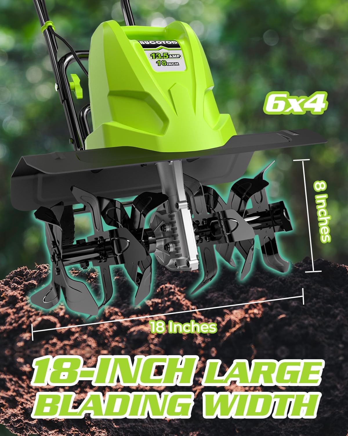 18-Inch 13.5 Amp Electric Tiller/Cultivator with 6 Steel Tines U62508