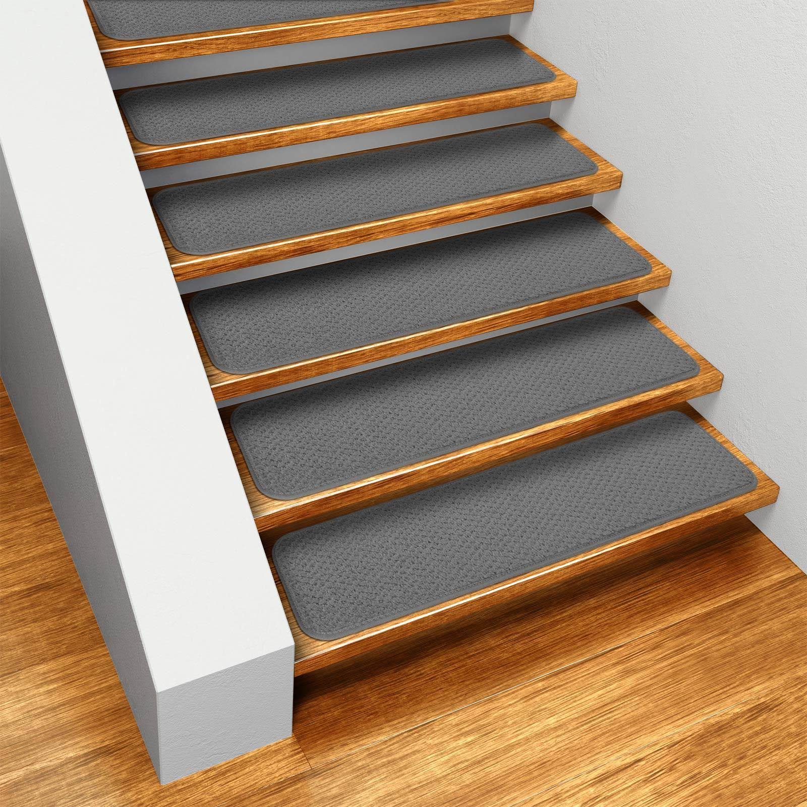 Set of 15 Gray 9 in. x 36 in. Carpet Stair Treads M213676