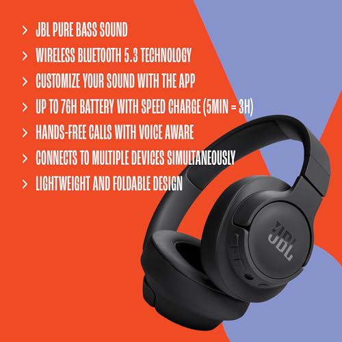 Wireless Over-Ear Headphones with Bluetooth 5.3, Blue J7338