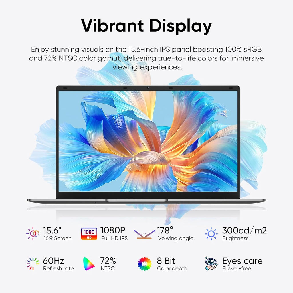 15.6" Windows 11 Pro Laptop, 8GB RAM 256GB Storage, Intel Celeron N4000, Silver P4092