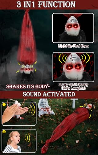 2.6 Ft Zombie Animatronics with Glowing Eye S2940