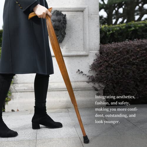Natural Solid Wood Walking Cane with 3 Rubber Tips and Travel Bag R732692