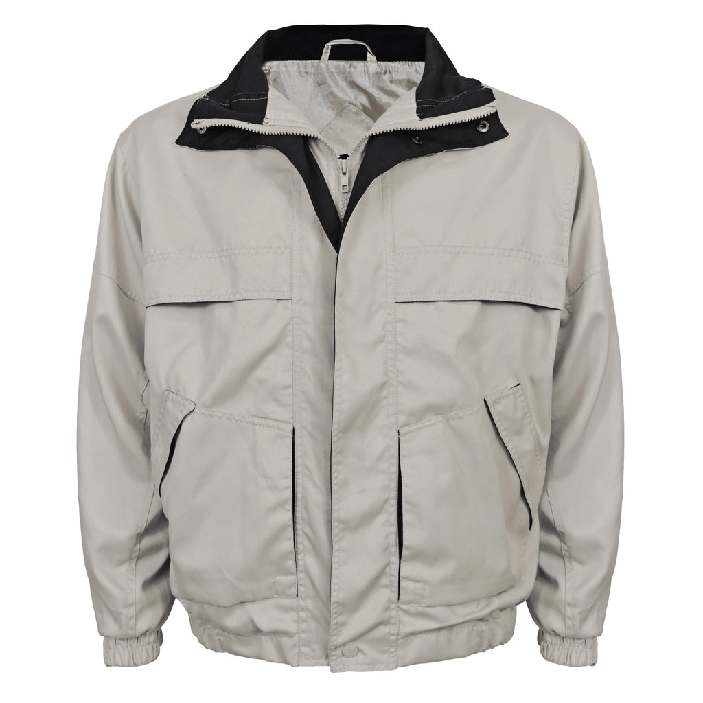 Men's Microfiber Contrast Color Jacket with Storm Flap Q61430