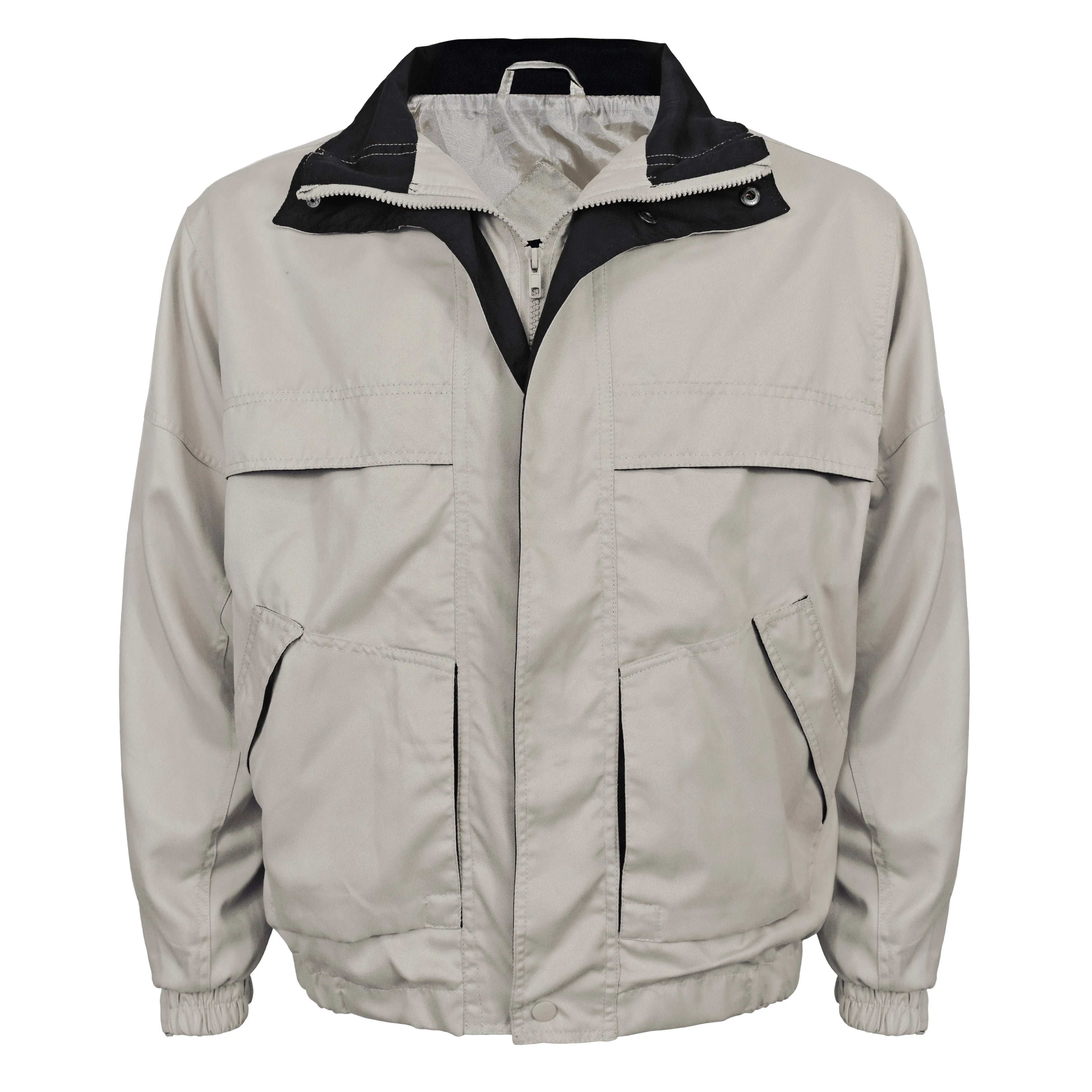 Men's Microfiber Contrast Color Jacket with Storm Flap Q61430