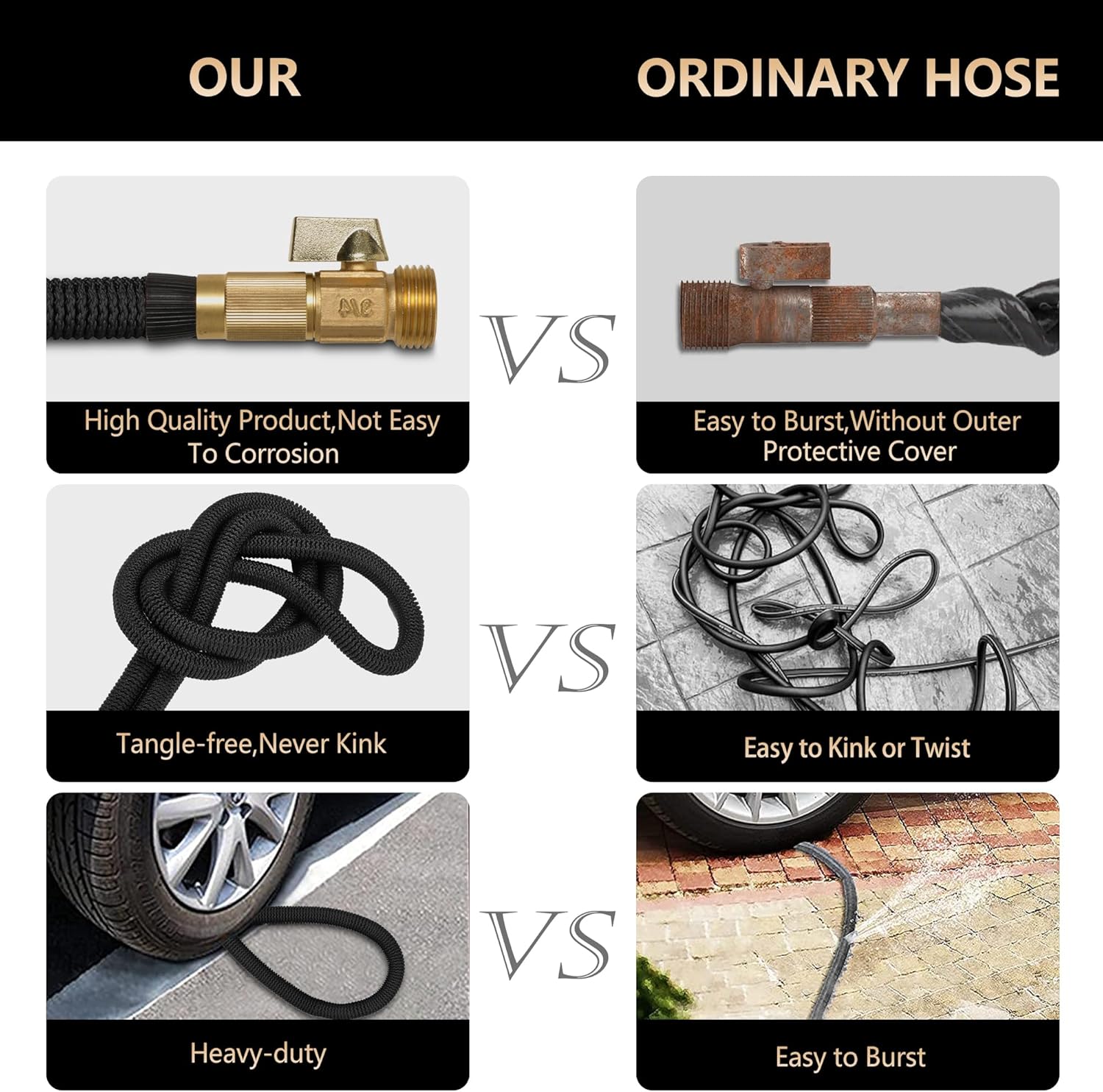 200 ft Expandable Garden Hose with 10 Spray Nozzle R756