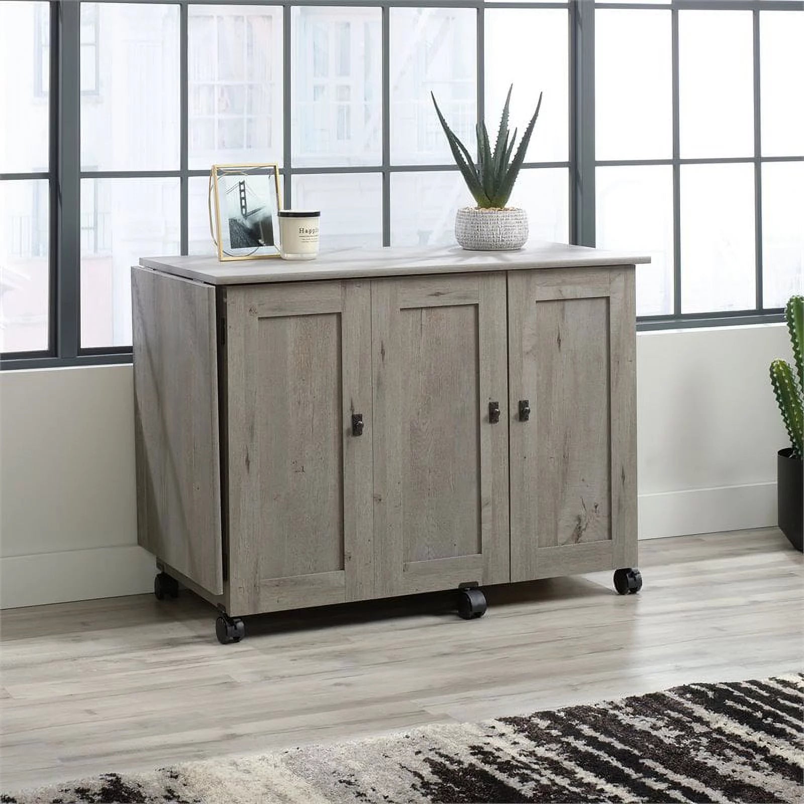 Contemporary Engineered Wood Sewing Craft Table in Oak Z629