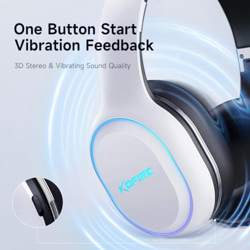 Wireless Gaming Headset, White, 2.4GHz/Bluetooth, Detachable Mic U218