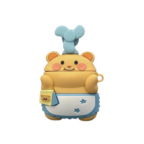 3D Cartoon Silicone Protective Cover with Keychain for AirPods 1/2 Case F99022