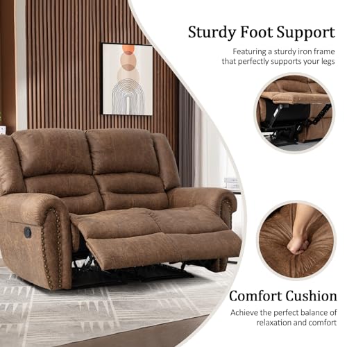 Manual Recliner Sofa Set, 2 Pieces, Nut Brown I799082
