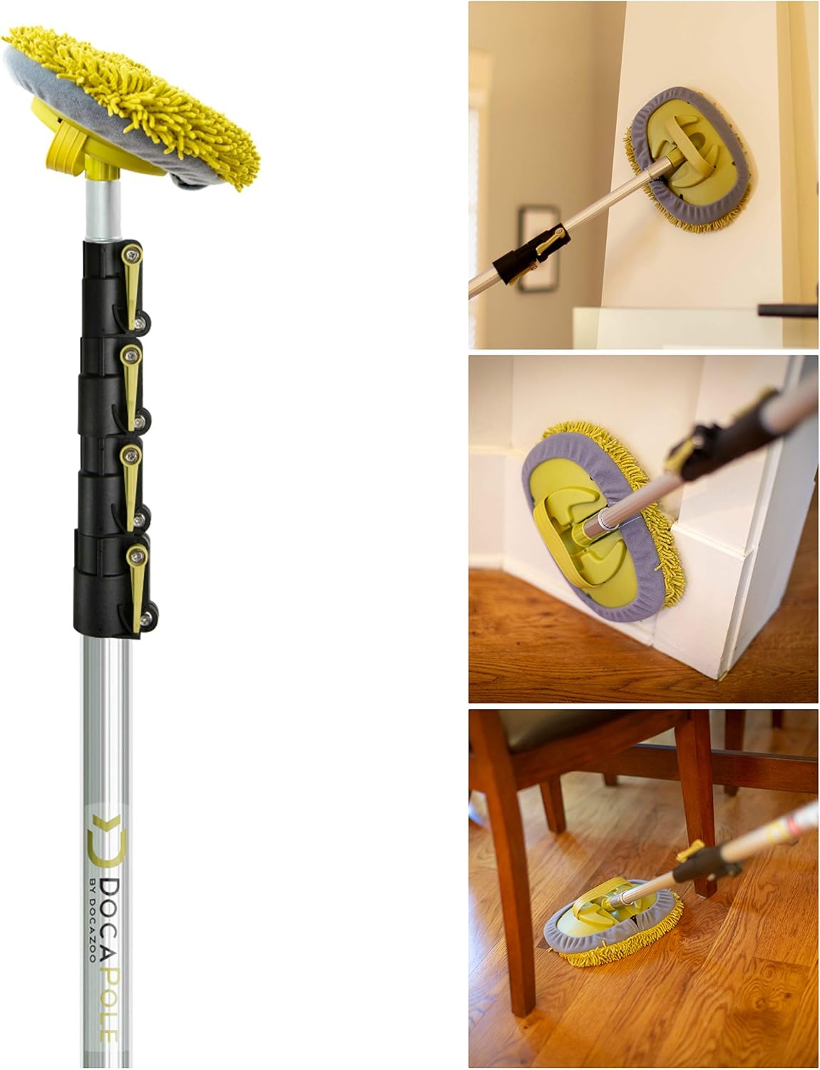 Wall Duster with 7-30 Foot Extension Pole and Chenille Microfiber Cleaning Head U5694