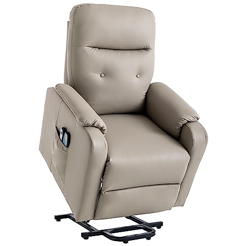 Grey Leather Electric Power Lift Recliner Chair with Massage K73270