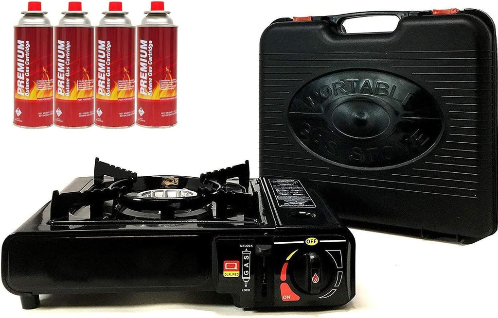 Portable Butane Gas Stove with 4 pack Butane Canister and Carrying Case S84646