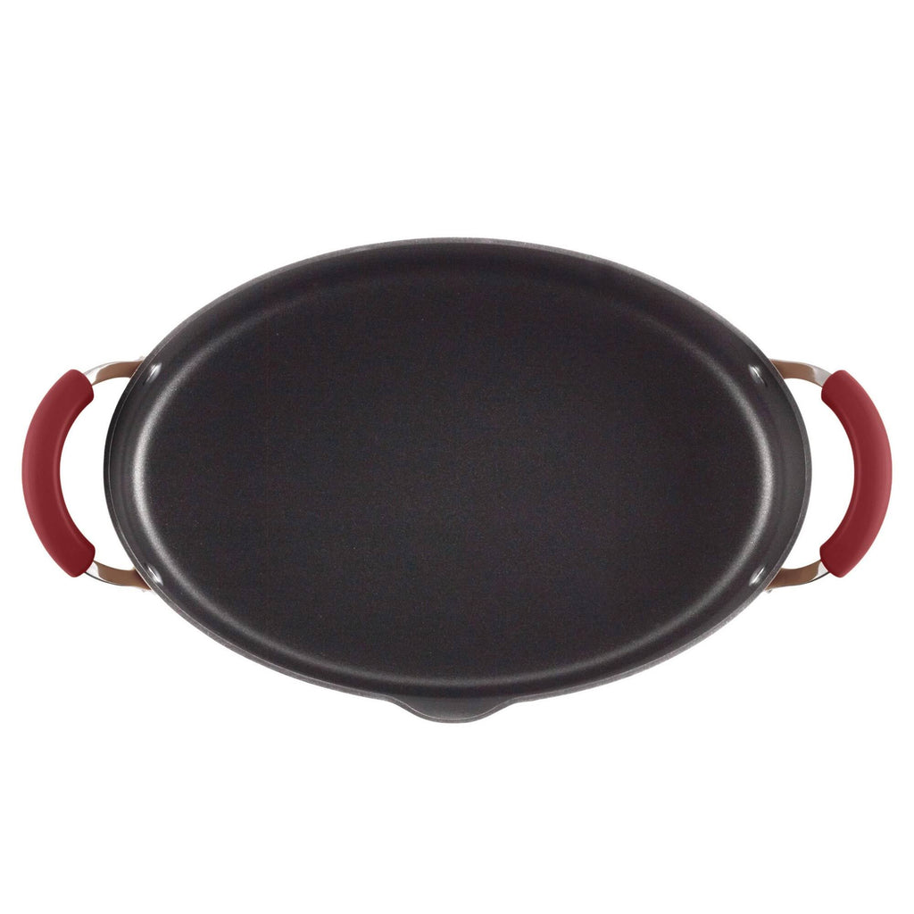 Hard Enamel Nonstick 8-Quart Covered Oval Pasta Pot with Pour Spout, Agave Blue O9850