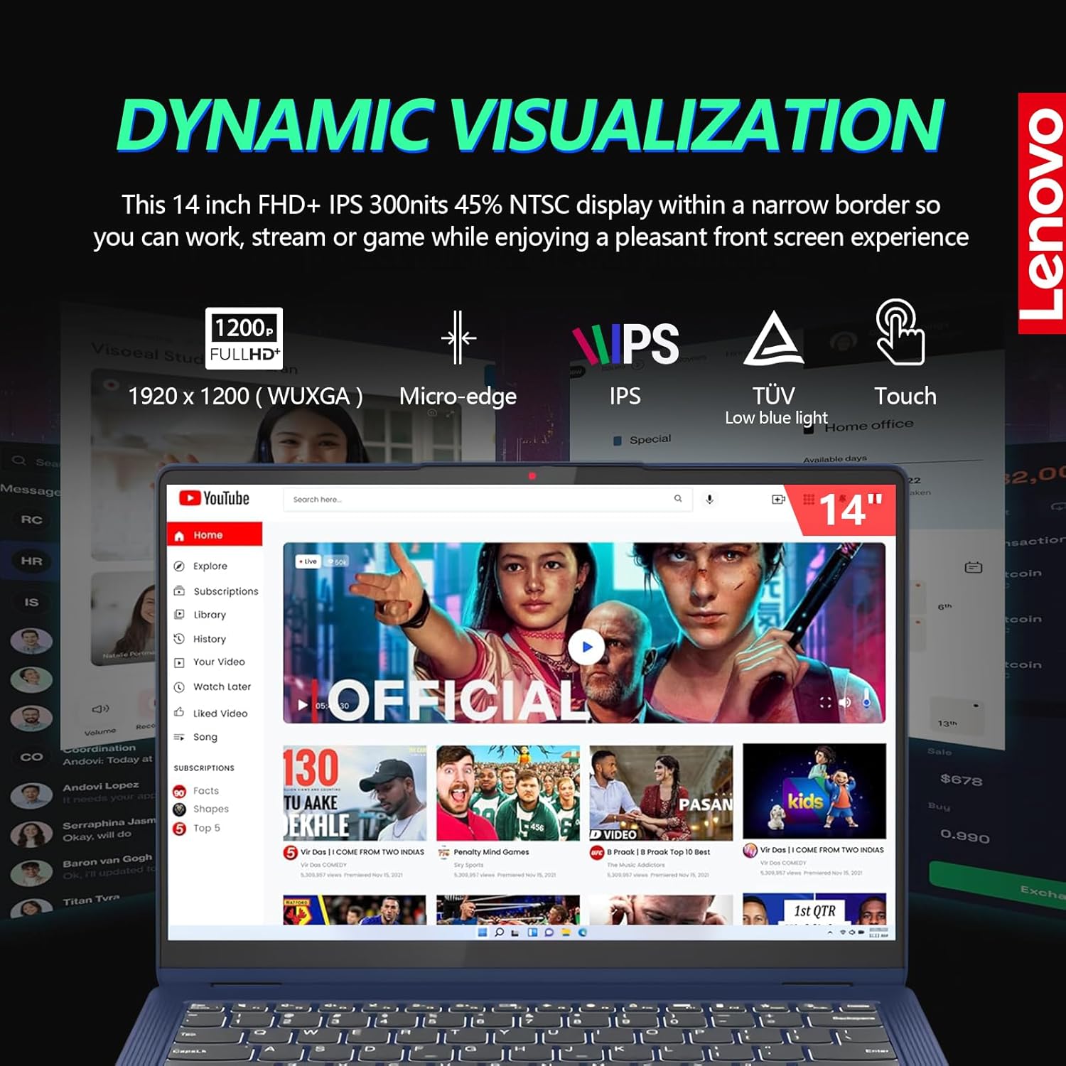14 Inch FHD Touchscreen 2 in 1 Laptop, Intel Core i5, 16GB RAM 512GB SSD, Windows 11, Backlit Keyboard P28841