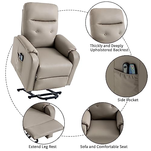 Grey Leather Electric Power Lift Recliner Chair with Massage K73270