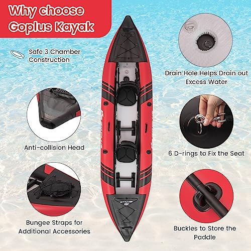 2-person Inflatable Kayak with Aluminium Oars, EVA Padded Seat, Hand Pump, Carry Bag V4944