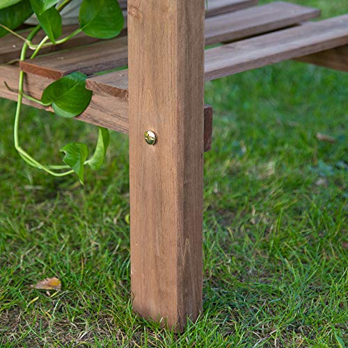 Brown Wooden Potting Bench Table with Sliding Tabletop and Storage Shelf W4219