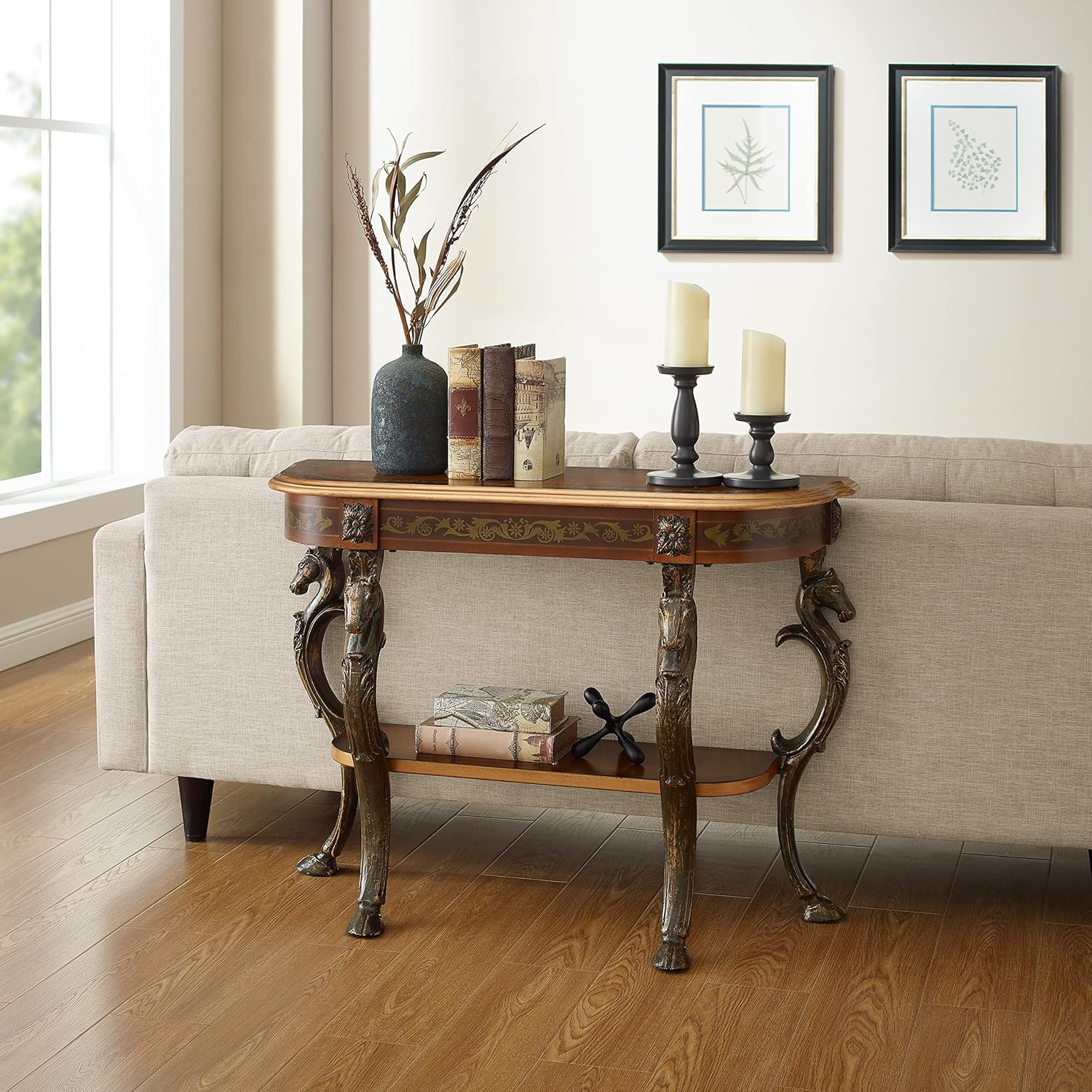 Brown and Gold Console Table 42 x 31.5 x 15.5 D7186