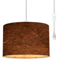 Linen Lampshade Plug in Pendant Light with Dimmable Switch J92764