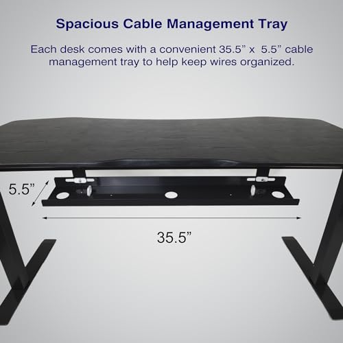 71" x 33" Electric Height Adjustable Stand up Desk with Curved Grey Top and Black Frame T37033