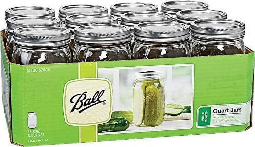 Wide Mouth Quart (32 oz) Jars with Lids and Bands (3 Pack of 12) M797934