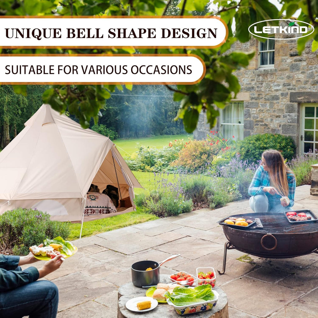 Canvas Tent with Stove Jack, 4 Season Waterproof Cotton Bell Tent B109749