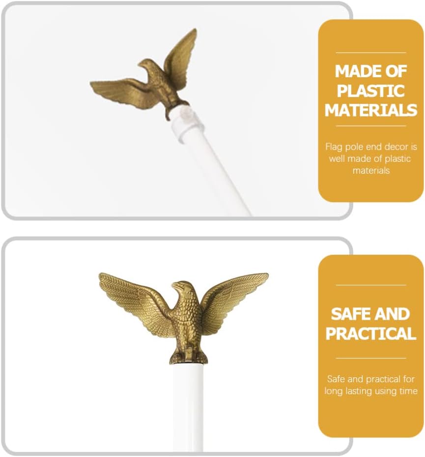 2PCS Plastic Flag Pole Eagle Topper Ornament Decoration R3833