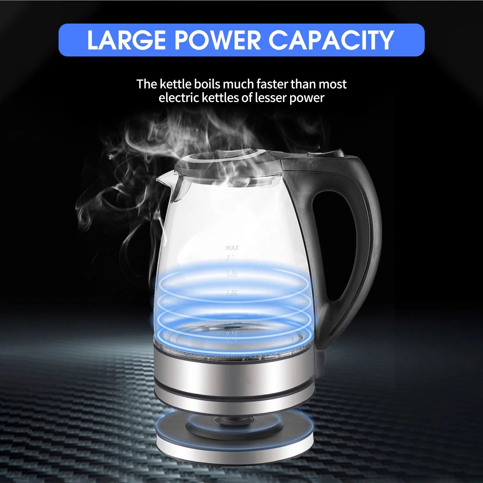 1.7L 1500W Glass Electric Kettle with Auto Shut-Off P27607
