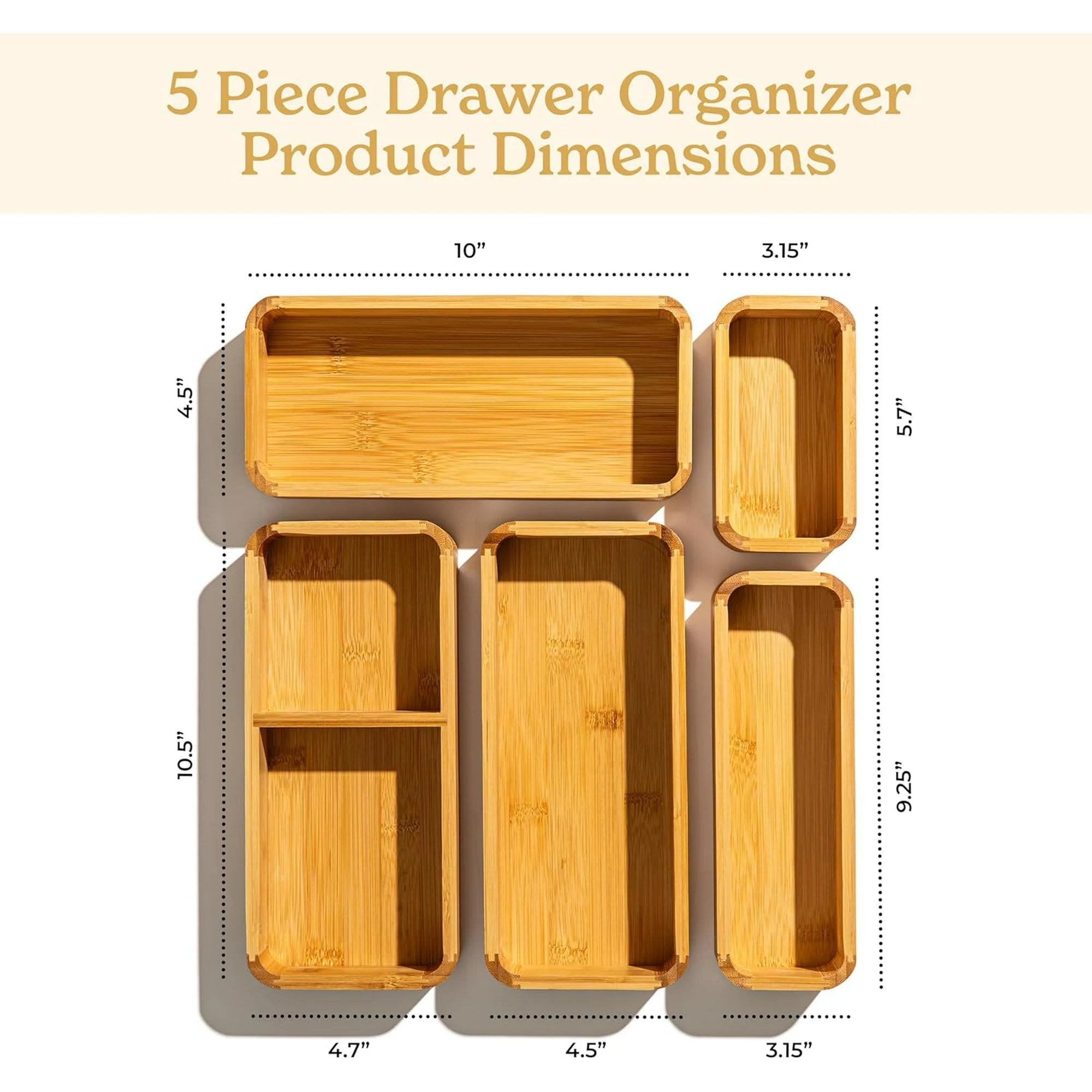 3-Piece Bamboo Kitchen Drawer Organizer Set H44961