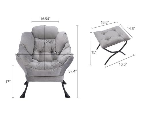 Blue Upholstered Lounge Chair with Ottoman G2405