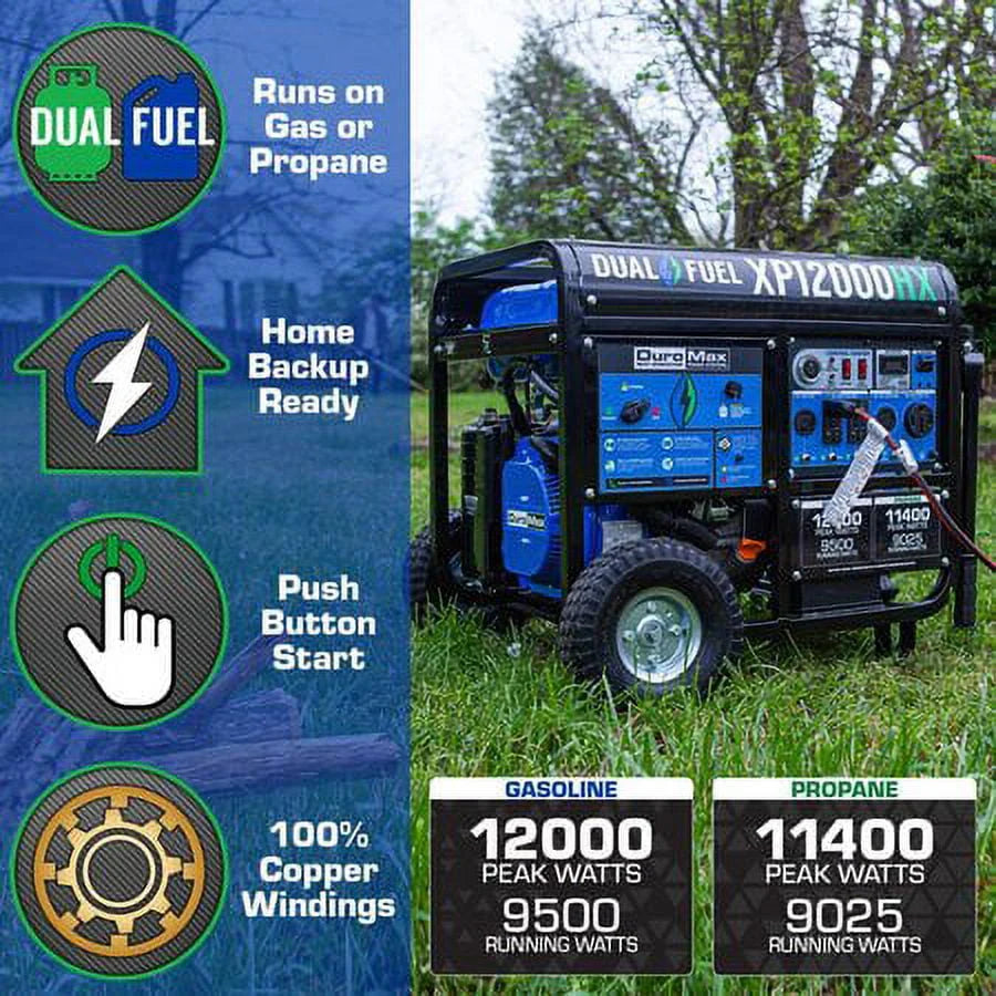 Dual Fuel Gas Propane Portable Generator 12,000 Watt W8657
