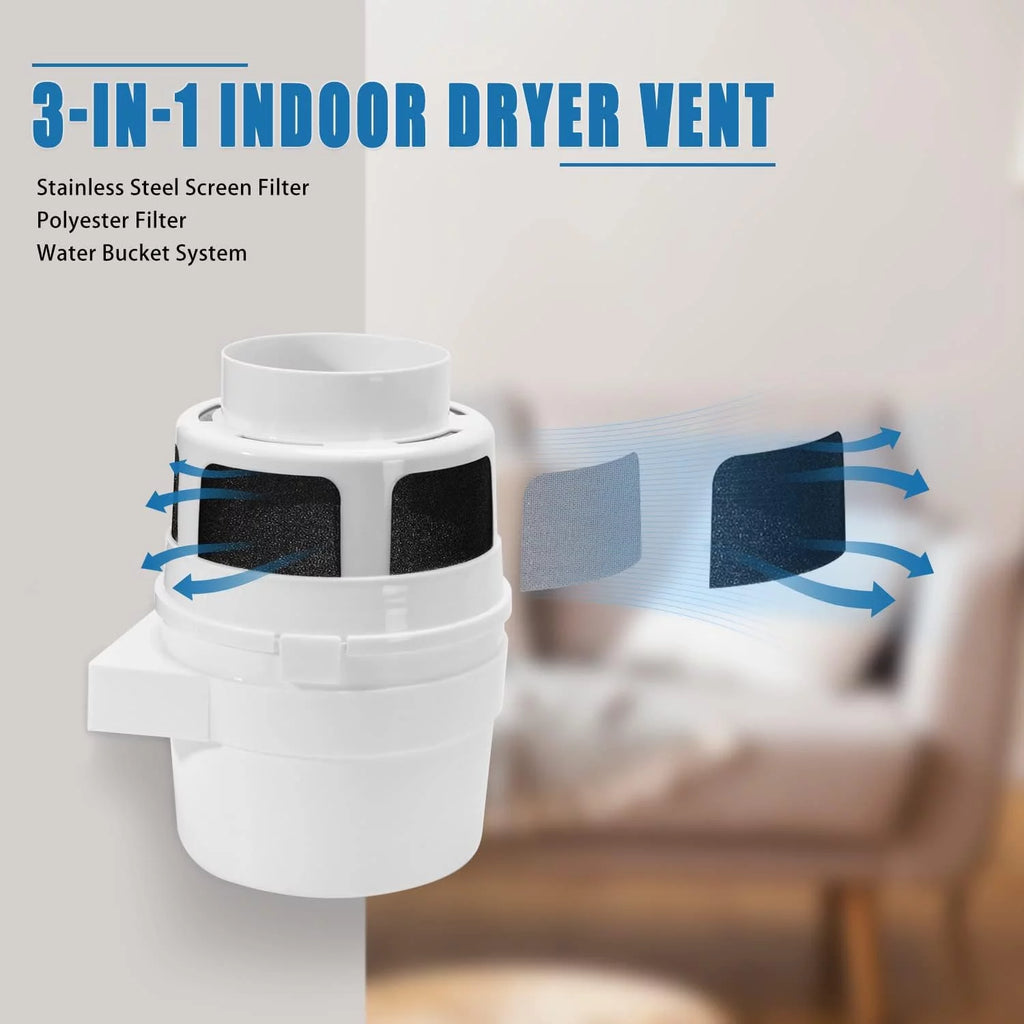 Indoor Dryer Vent Kit with 4-Inch by 5-Feet Silver Duct L6701